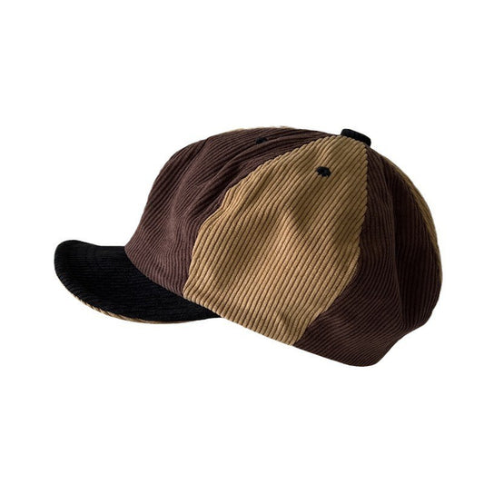 Retro Color Matching Corduroy Beret