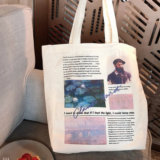 Van Gogh, Monet, Harajuku Oil Painting Tote