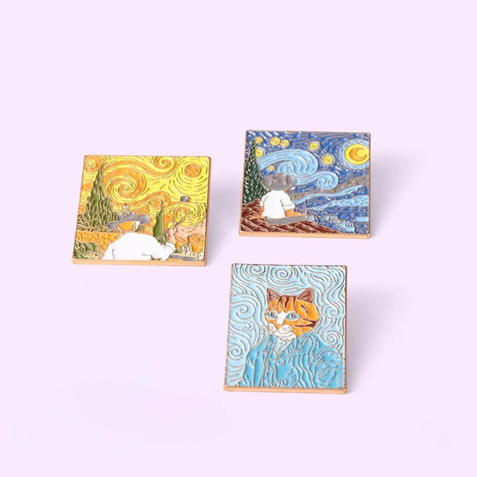 Custom Art Self Portrait Enamel Pins Van Gogh