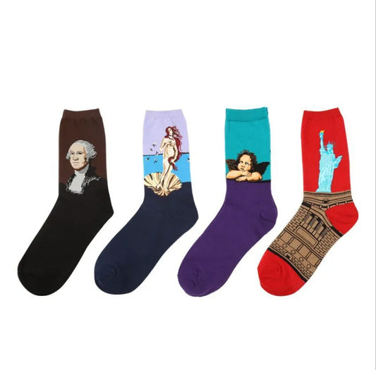 Retro Artistic Oil Paintings Series Socks