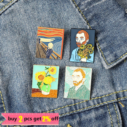 Impressionists Brooches Pins, Artist Badge Metal Jewelry