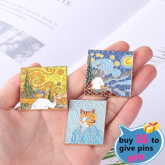 Custom Art Self Portrait Enamel Pins Van Gogh