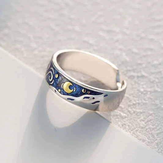 Van Gogh Starry Sky Open Lover Rings