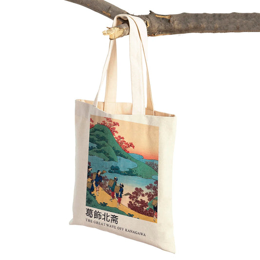 Vintage Tote Abstract Hokusai Mount Fuji