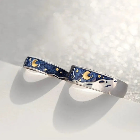 Van Gogh Starry Sky Open Lover Rings