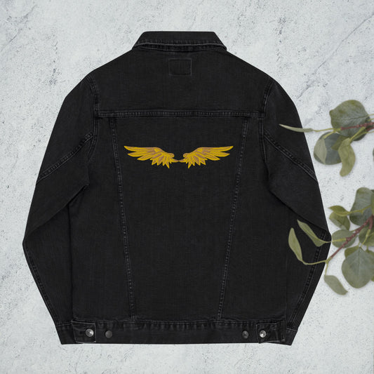 HERMES WINGED--Embroided Unisex denim jacket.