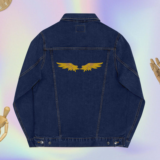 HERMES WINGED Embroided Unisex denim jacket