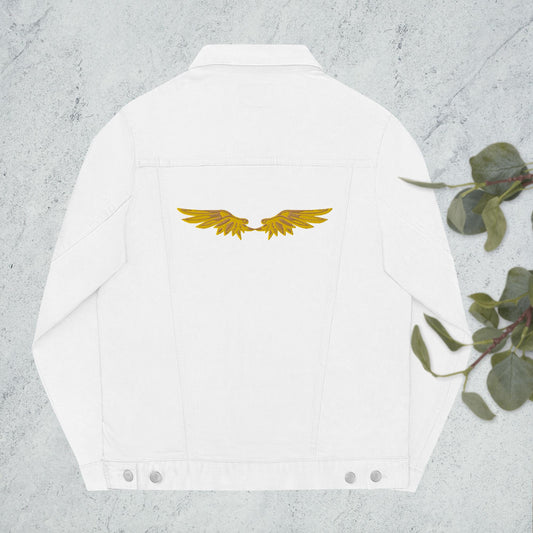 HERMES WINGED--Embroided Unisex denim jacket.